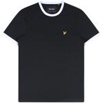 Product Color: LYLE AND SCOTT T-shirt met contrasterende witte biezen, zwart