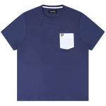 Product Color: LYLE AND SCOTT T-shirt met witte borstzak en Eagle embleem, donkerblauw