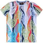 Product Color: CARLO COLUCCI T-shirt met golvende kleurenprint, wit/groen