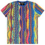Product Color: CARLO COLUCCI T-shirt met verticale kleurenprint, blauw/geel