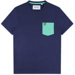 Product Color: LYLE AND SCOTT T-shirt met groene borstzak en Eagle embleem, donkerblauw