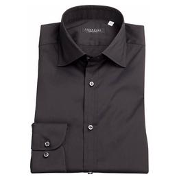 Overview image: TRUSSINI Zwart slim-fit overhemd van stretch kwaliteit