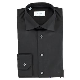 Overview image: ETON Overhemd Strijkvrij SLIM overhemd met widespread boord, zwart