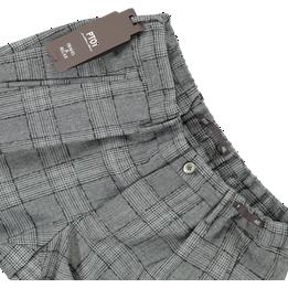 Overview second image: PT TORINO Pantalon met bandplooi en ruitpatroon, grijs