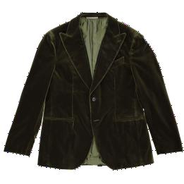 Overview image: CARUSO Groen smoking jasje van luxe velvet kwaliteit