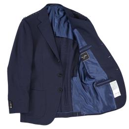 Overview image: CESARE ATTOLINI Half gevoerd Hopsack jasje met opgestikte zakken, donker blauw