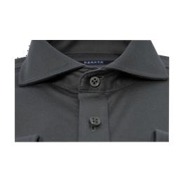 Overview second image: DESOTO LUXURY Jersey overhemd met knopenlijst en cut away boord, donker groen