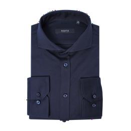Overview image: DESOTO LUXURY Jersey overhemd met knopenlijst en cut away boord, donker blauw