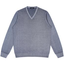Overview image: TRUSSINI V-hals trui van merino wol, voorgewassen grijs