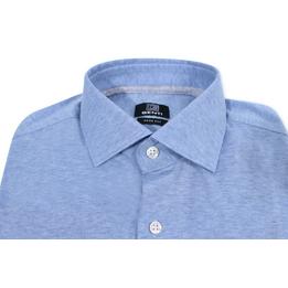 Overview second image: GENTI Overhemd met skin-fit® pasvorm, gemêleerd blauw