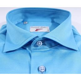 Overview second image: EMANUELE MAFFEIS Overhemd ICARO SUN van stretch jersey kwaliteit, turquoise blauw