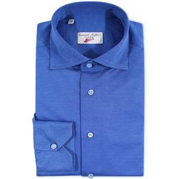 Overview image: EMANUELE MAFFEIS Overhemd SESTRI SUN van stretch piqué kwaliteit, kobalt blauw