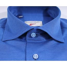 Overview second image: EMANUELE MAFFEIS Overhemd SESTRI SUN van stretch piqué kwaliteit, kobalt blauw