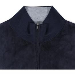 Overview second image: CESARE ATTOLINI Suède vest van cashmere-zijde kwaliteit, donker blauw