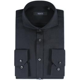 Overview image: DESOTO LUXURY Jersey overhemd met knopenlijst en cut away boord, zwart
