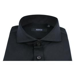 Overview second image: DESOTO LUXURY Jersey overhemd met knopenlijst en cut away boord, zwart