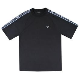 Overview image: EMPORIO ARMANI T-shirt met halflange mouwen en biezen, zwart