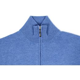 Overview second image: DORIANI Cashmere trui met opstaande kraag en ritssluiting, blauw
