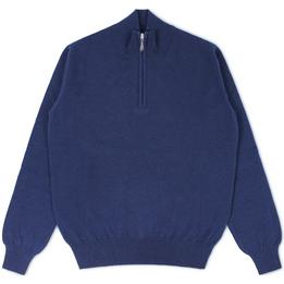 Overview image: DORIANI Cashmere trui met opstaande kraag en ritssluiting, donkerblauw