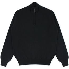 Overview image: DORIANI Cashmere trui met opstaande kraag en ritssluiting, zwart