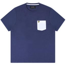 Overview image: LYLE AND SCOTT T-shirt met witte borstzak en Eagle embleem, donkerblauw