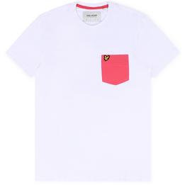 Overview image: LYLE AND SCOTT T-shirt met roze borstzak en Eagle embleem, wit