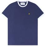Product Color: LYLE AND SCOTT T-shirt met witte boorden en Eagle embleem, donkerblauw