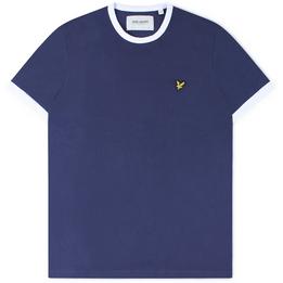 Overview image: LYLE AND SCOTT T-shirt met witte boorden en Eagle embleem, donkerblauw