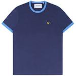 Product Color: LYLE AND SCOTT T-shirt met blauwe boorden en Eagle embleem, donkerblauw