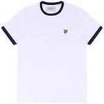 Product Color: LYLE AND SCOTT T-shirt met donkerblauwe boorden en Eagle embleem, wit