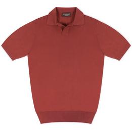Overview image: DORIANI Poloshirt met open kraag, rood