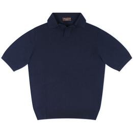 Overview image: DORIANI Poloshirt van lichte wol-zijde mix, donkerblauw