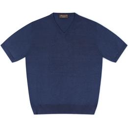 Overview image: DORIANI T-shirt met v-hals, donkerblauw