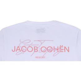 Overview second image: JACOB COHËN  T-shirt met oranje Resort opdruk, wit