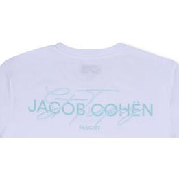 Overview second image: JACOB COHËN  T-shirt met blauwe Resort opdruk, wit