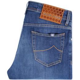 Overview image: JACOB COHËN  Regular fit jeans Eduard met bruine stiksels en leren label