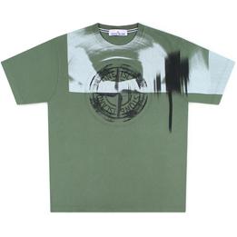 Overview image: STONE ISLAND T-shirt met Motion Saturation Two opdruk, legergroen