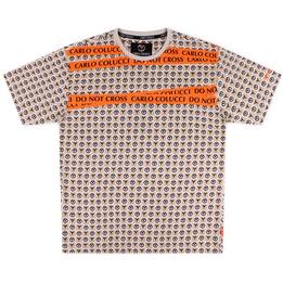 Overview image: CARLO COLUCCI T-shirt met print en oranje details, beige