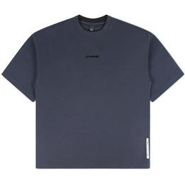 Overview image: ALPHA TAURI T-shirt met dubbele kraag en opdruk, donkerblauw