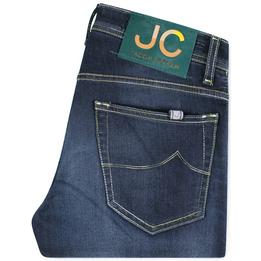 Overview image: JACOB COHËN  Jeans Nick Slim met gekleurde stiksels en leren label, donkere wassing