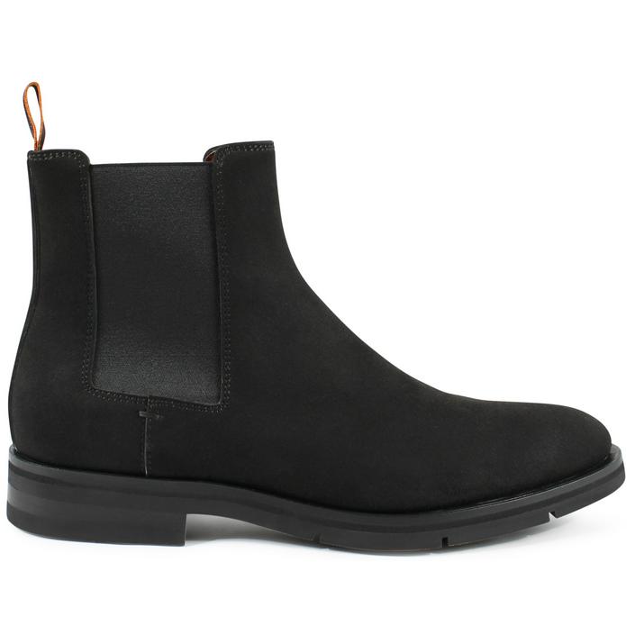 Santoni boots boot schoen schoenen suede leather leer enkellaars bootie chelsea, zwart black dark donker nero
