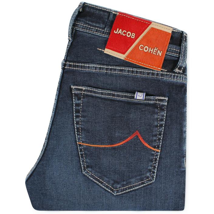 Jacob cohen spijkerbroek broek jeans denim pants 5pocket nick slim, stonewashed donker dark navy blue 1