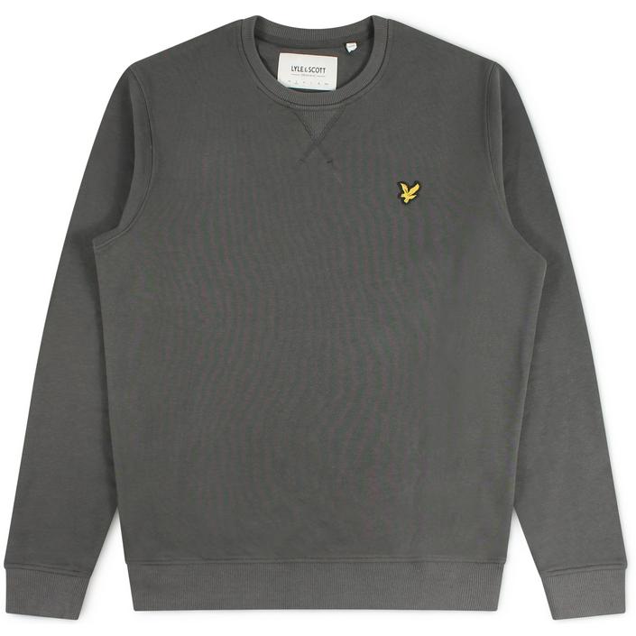 Lyle and scott sweater sweattrui trui sweatshirt ronde hals fleece crewneck basis basic, grijs grey donkergrijs donker dark graphite antraciet 