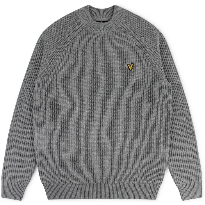 lyle and scott wintertrui winter knittrui knitwear trui crewneck jumper ronde hals, grijs grey lichtgrijs lict light 1