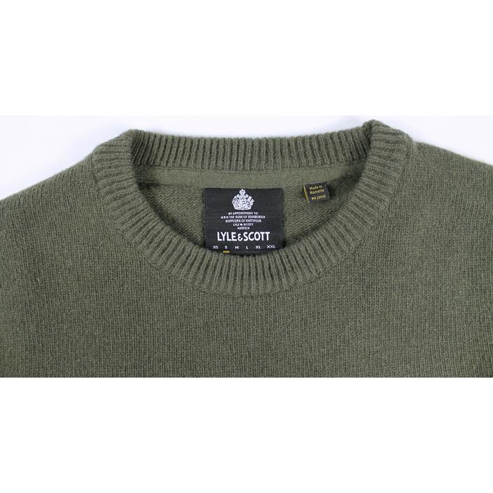lyle and scott trui knittrui knitwear wintertrui crewneck jumper wool wol, groen green army legergroen