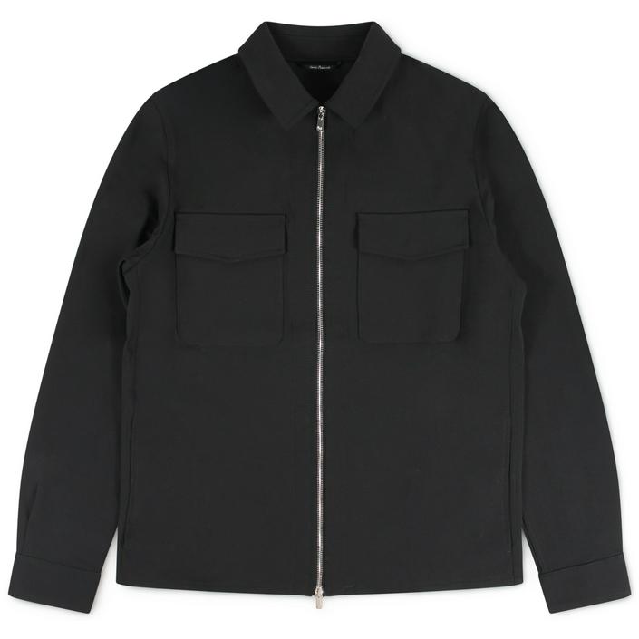 marco pescarolo jasje jas jacket urus overshirt shirt zip zipper rits, zwart black dark donker nero