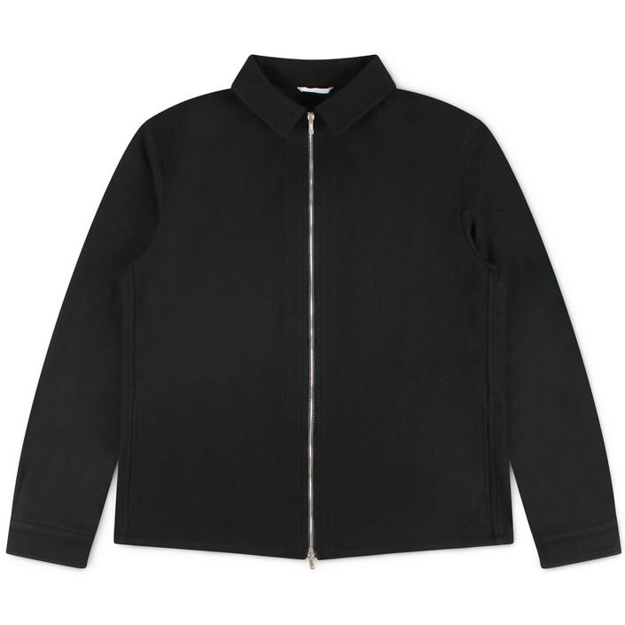marco pescarolo jasje jas jacket avi jersey stretch overshirt shirt zip zipper rits, zwart black dark donker nero 1