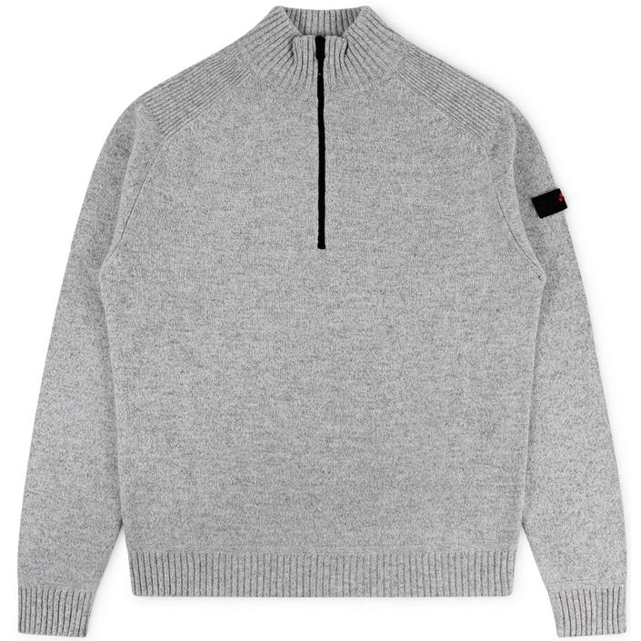 peuterey trui knitted knitwear gebreid half zip halfzip label logo sweater sweatshirt braille, grijs grey lichtgrijs licht light 1