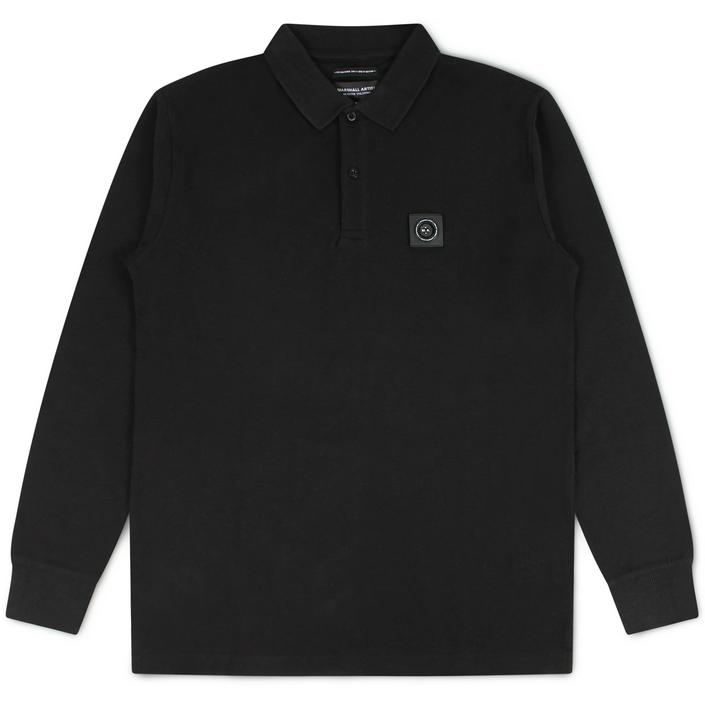 marshall artist polo poloshirt shirt lange mouw longsleeve long sleeve logo, zwart black dark donker nero 1