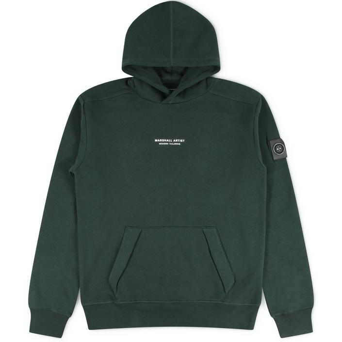 marshall artist sweater sweattrui trui hoodie hooded hood capuchon logo sweatshirt, groen green donkergroen donker dark 